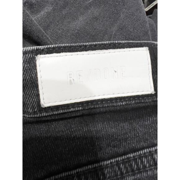 Re/Done Jeans 28 Denim Black Gray Raw Hem Faded Coal Straight Stretch Button Fly - Picture 6 of 9